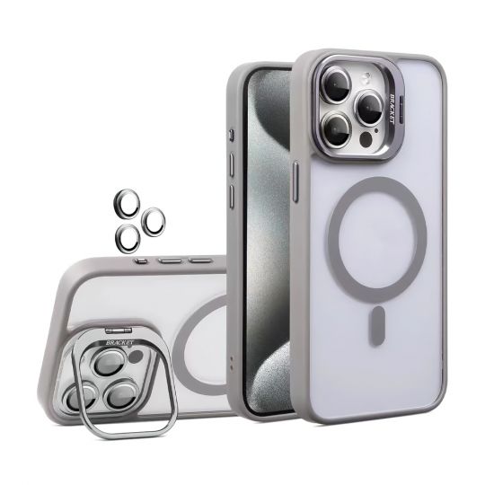 Case with MagSafe for Apple iPhone 14 Pro with stand and camera protection light grey