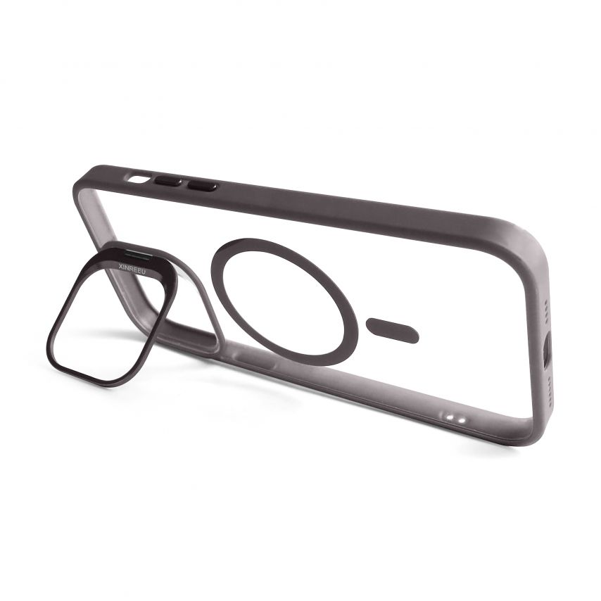 Case with MagSafe for Apple iPhone 14 Pro with stand and camera protection light grey (06)