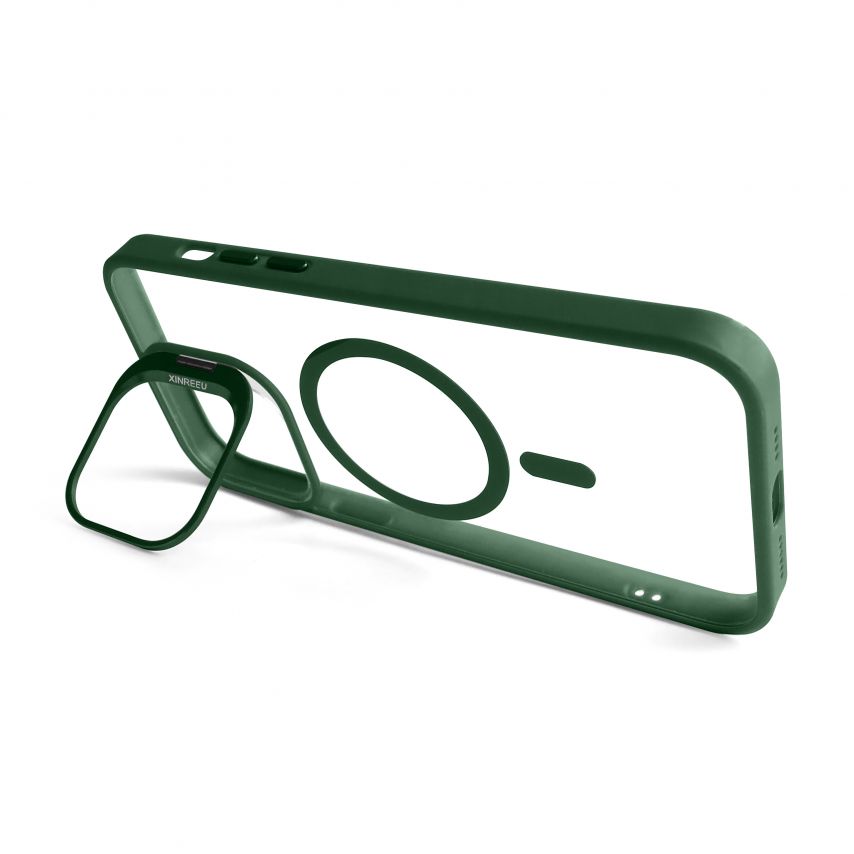 Case with MagSafe for Apple iPhone 14 Pro with stand and camera protection green (01)