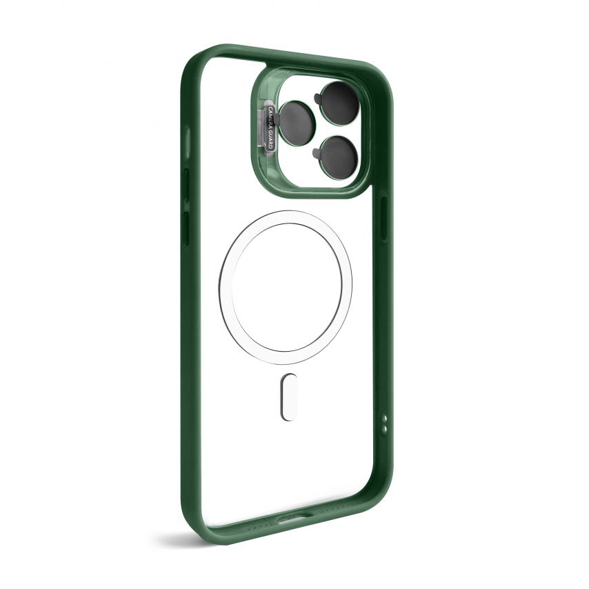 Case with MagSafe for Apple iPhone 14 Pro with stand and camera protection green (01)