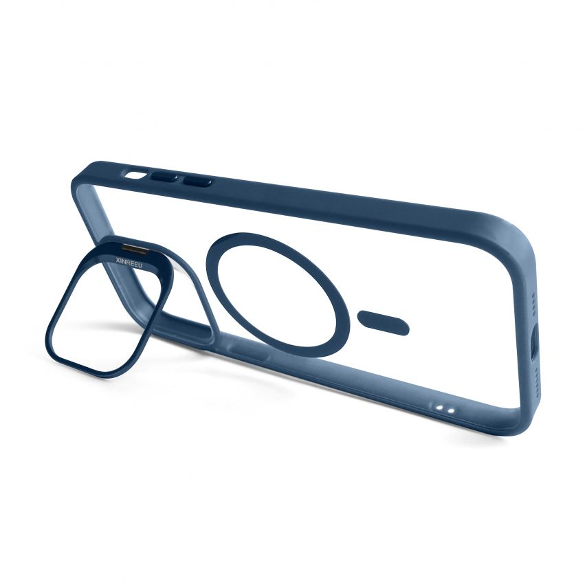 Case with MagSafe for Apple iPhone 14 Pro with stand and camera protection dark blue (04)