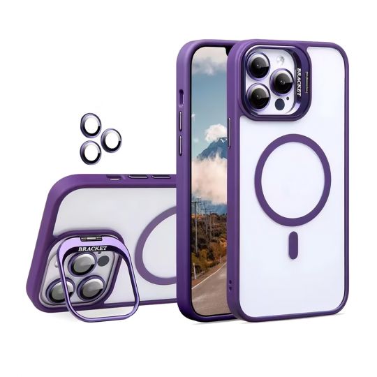 Case with MagSafe for Apple iPhone 14 Pro with stand and camera protection violet