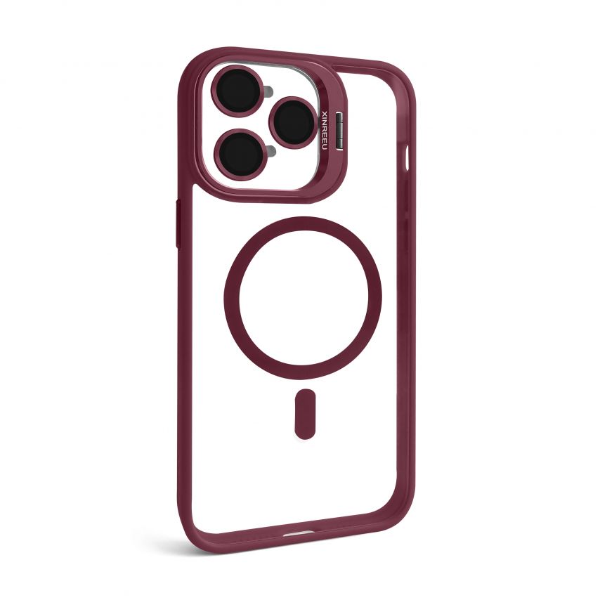 Case with MagSafe for Apple iPhone 14 Pro with stand and camera protection bordo (05)