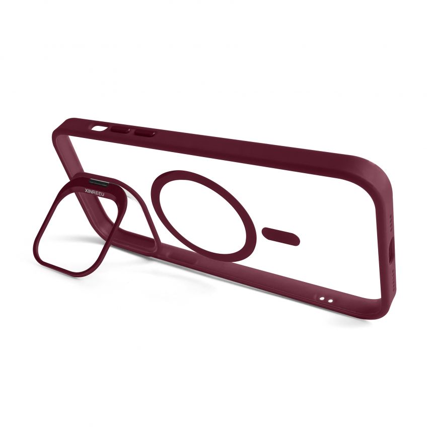 Case with MagSafe for Apple iPhone 14 Pro with stand and camera protection bordo (05)