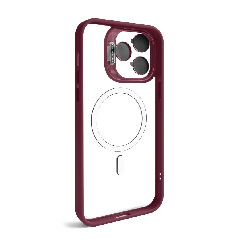 Case with MagSafe for Apple iPhone 14 Pro with stand and camera protection bordo (05)