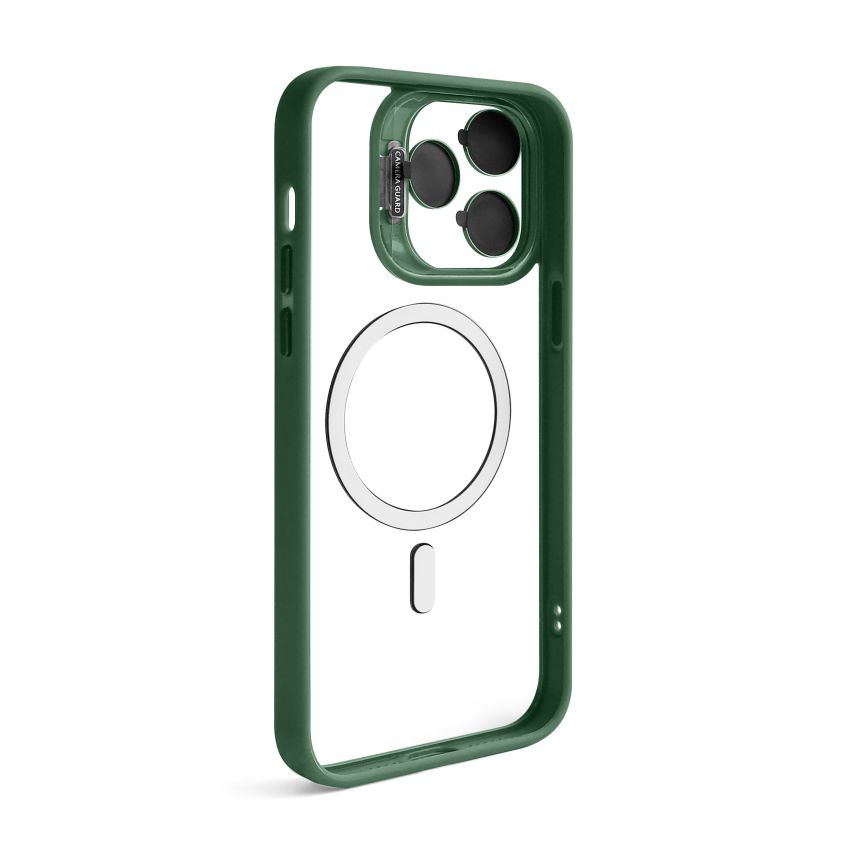 Case with MagSafe for Apple iPhone 14 Pro Max with stand and camera protection green (01)
