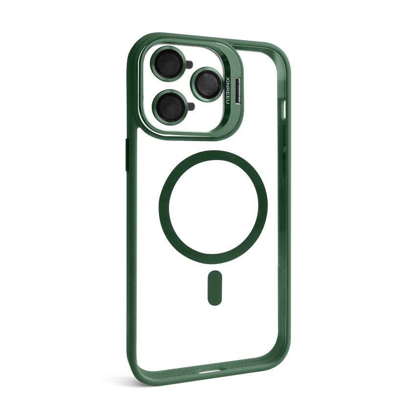 Case with MagSafe for Apple iPhone 14 Pro Max with stand and camera protection green (01)