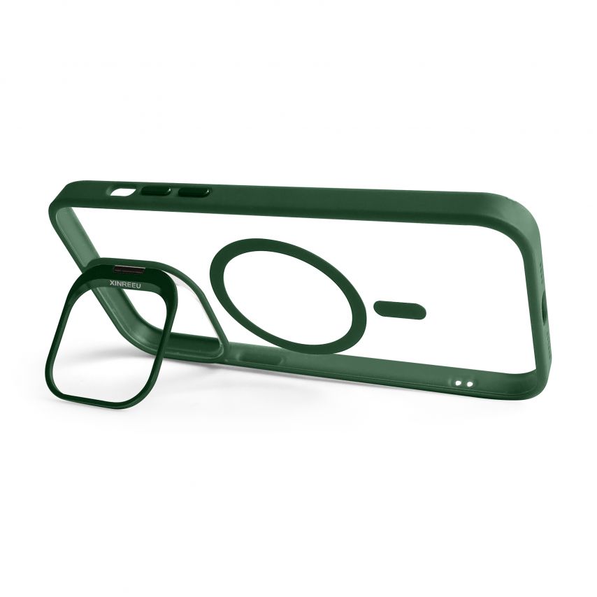 Case with MagSafe for Apple iPhone 14 Pro Max with stand and camera protection green (01)