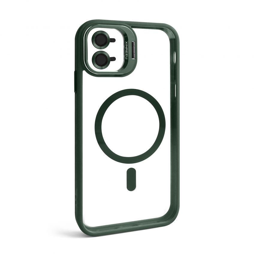 Coque avec MagSafe pour Apple iPhone 11 avec support et protection pour les caméras vert (01)
