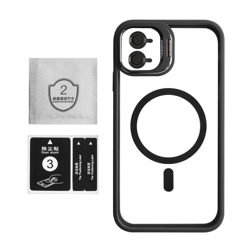 Case with MagSafe for Apple iPhone 11 with stand and camera protection black (03)