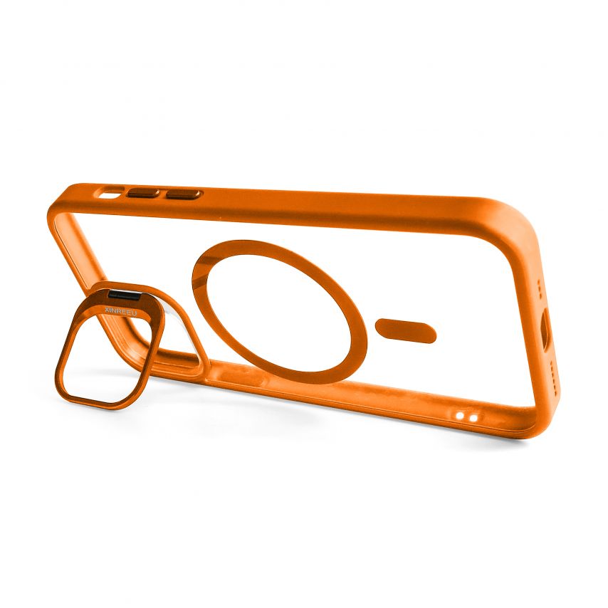 Case with MagSafe for Apple iPhone 12 Pro Max with stand and camera protection orange (07)