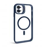 Coque avec MagSafe pour Apple iPhone 11 avec support et protection pour les caméras bleu foncé (04)