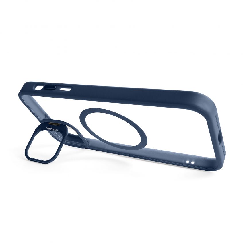 Coque avec MagSafe pour Apple iPhone 11 avec support et protection pour les caméras bleu foncé (04)