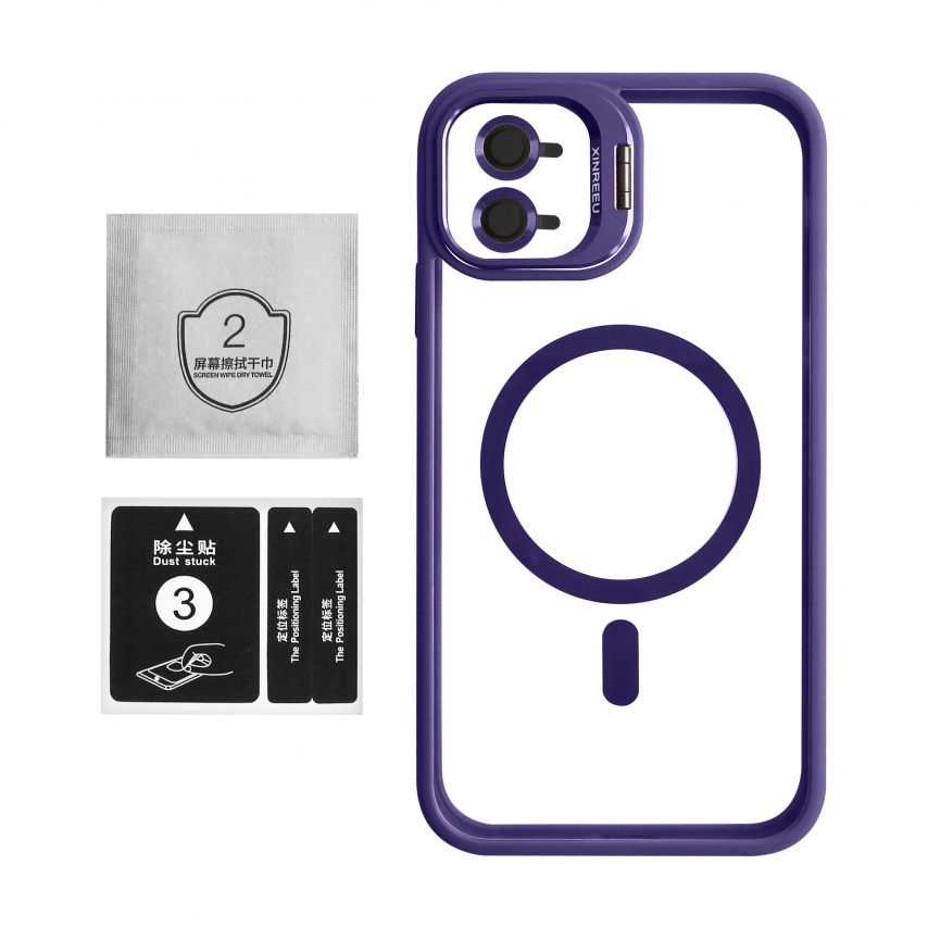 Coque avec MagSafe pour Apple iPhone 11 avec support et protection pour les caméras violet (02)