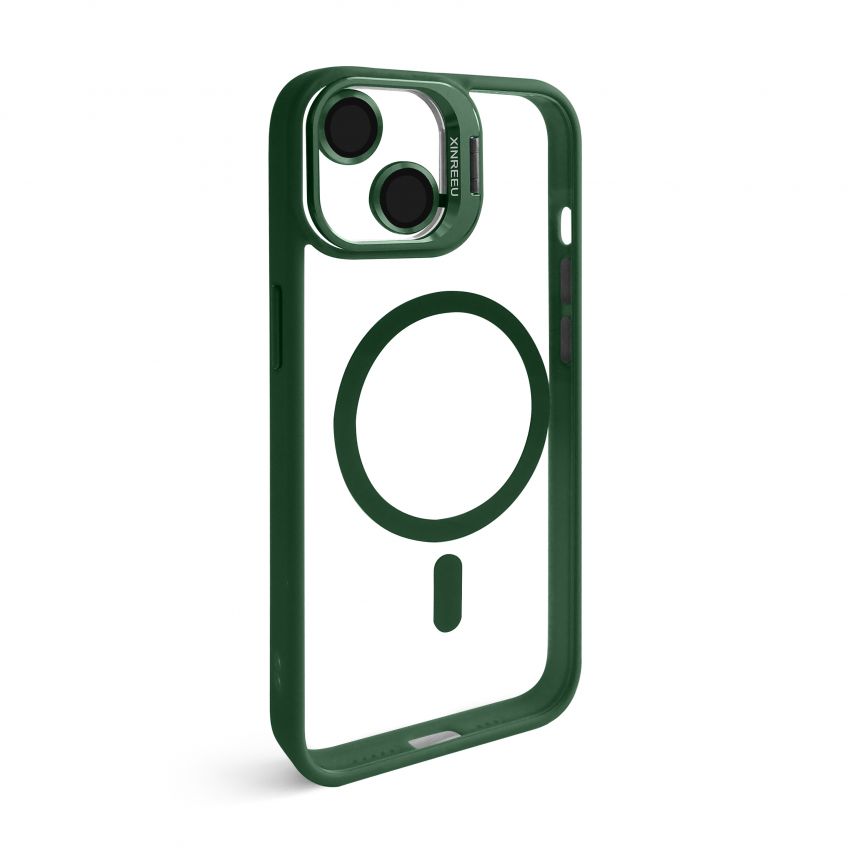 Case with MagSafe for Apple iPhone 13 with stand and camera protection green (01)