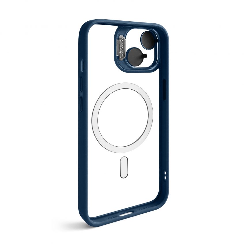 Coque avec MagSafe pour Apple iPhone 13 avec support et protection pour les caméras bleu foncé (04)