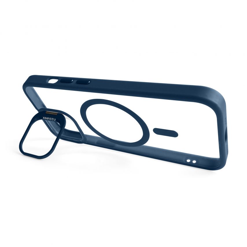 Coque avec MagSafe pour Apple iPhone 13 avec support et protection pour les caméras bleu foncé (04)