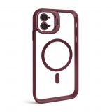 Coque avec MagSafe pour Apple iPhone 11 avec support et protection pour les caméras bordeaux (05)