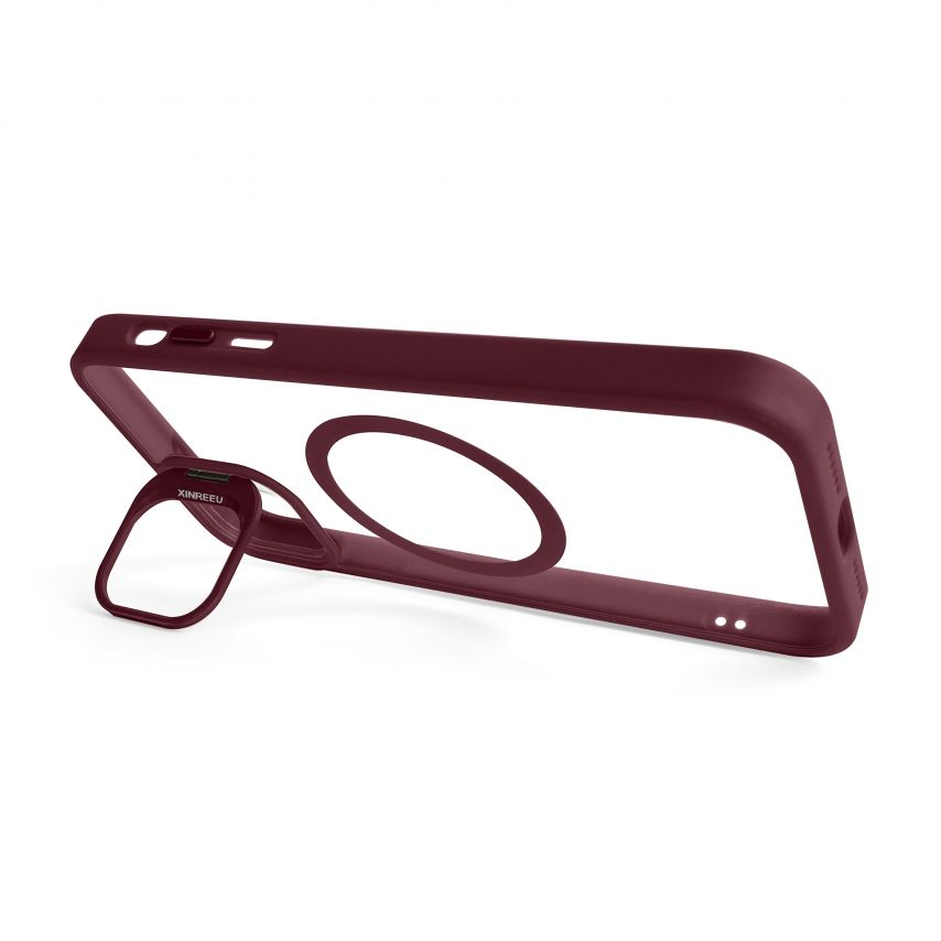 Coque avec MagSafe pour Apple iPhone 11 avec support et protection pour les caméras bordeaux (05)