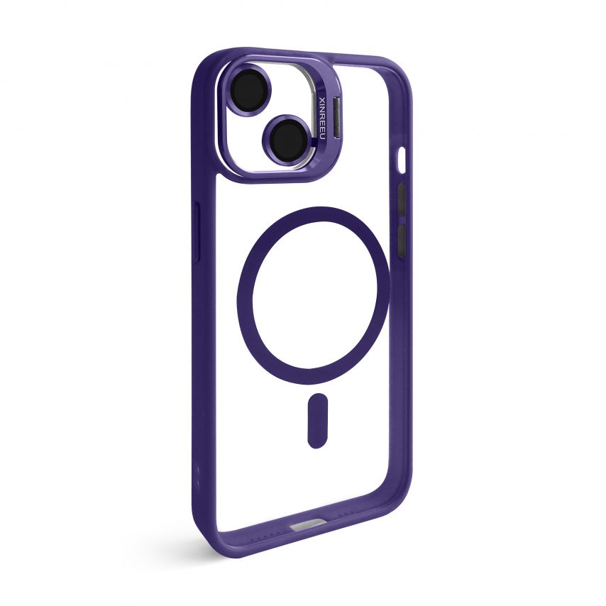 Case with MagSafe for Apple iPhone 13 with stand and camera protection violet (02)