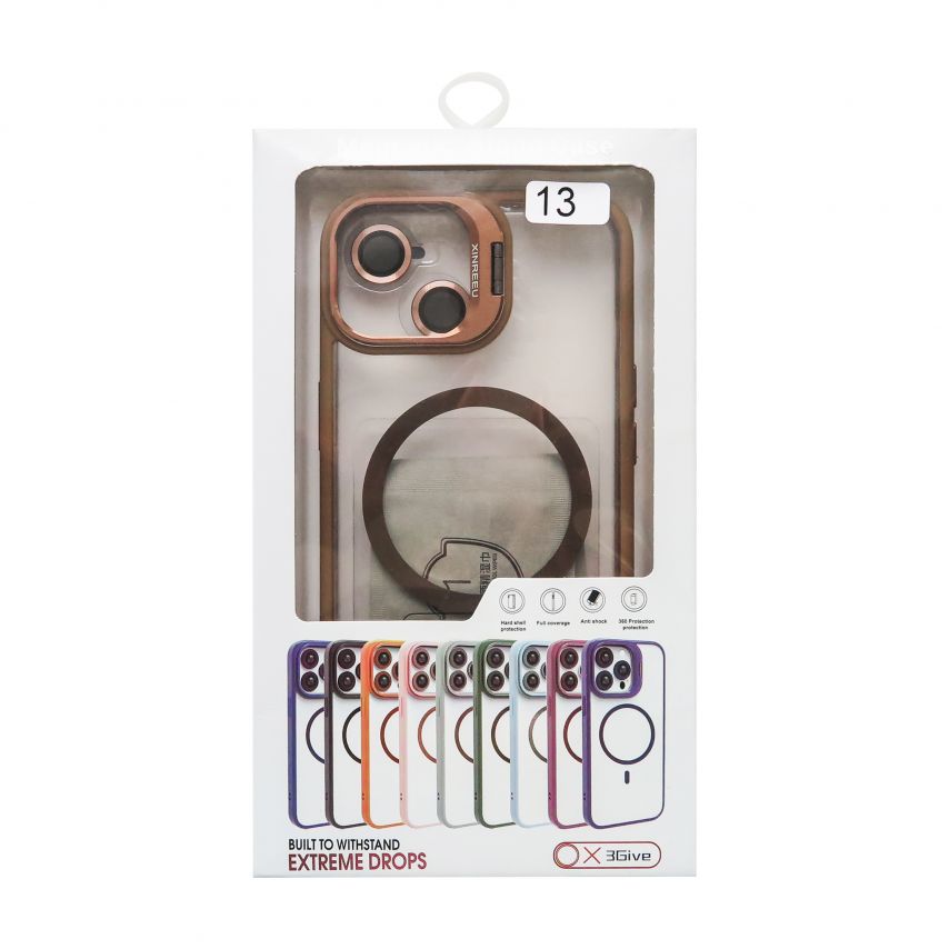 Case with MagSafe for Apple iPhone 13 with stand and camera protection violet (02)