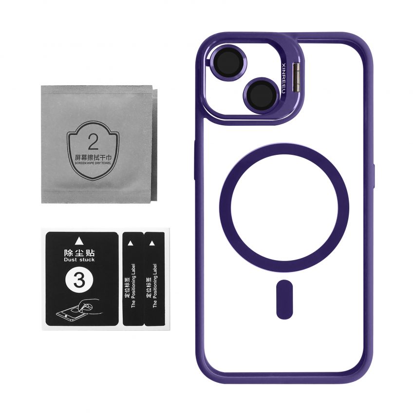 Case with MagSafe for Apple iPhone 13 with stand and camera protection violet (02)