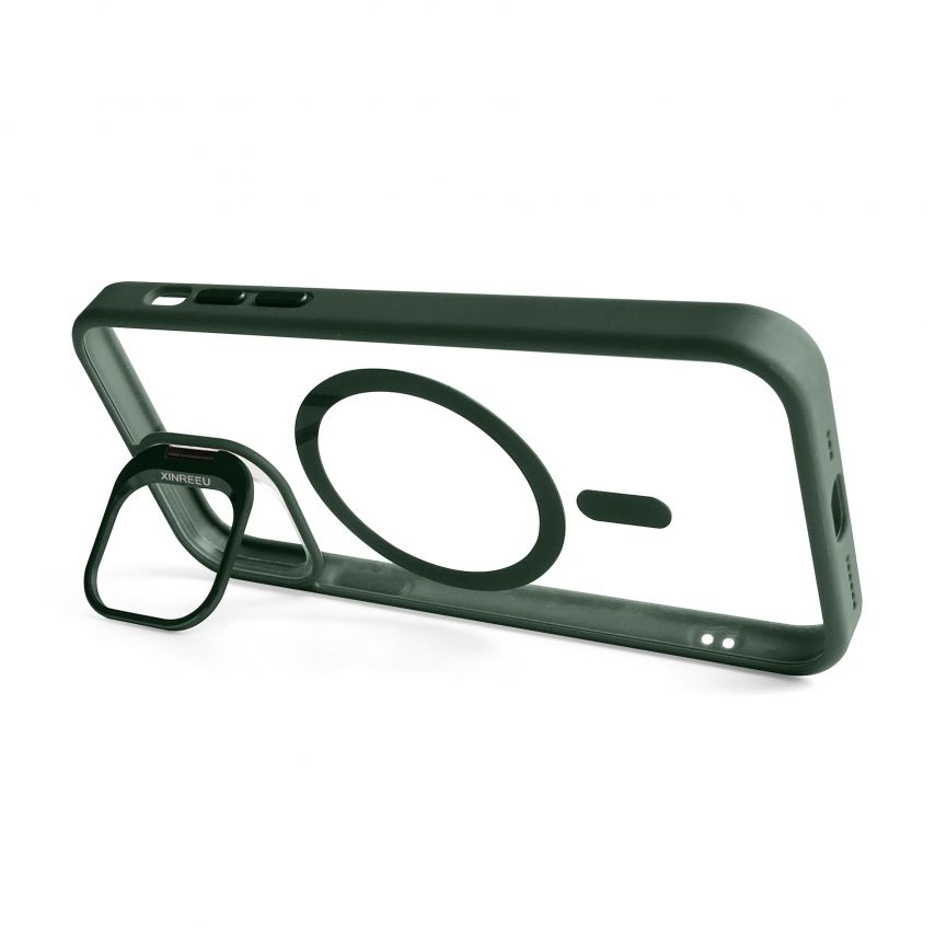 Case with MagSafe for Apple iPhone 11 Pro Max with stand and camera protection green (01)