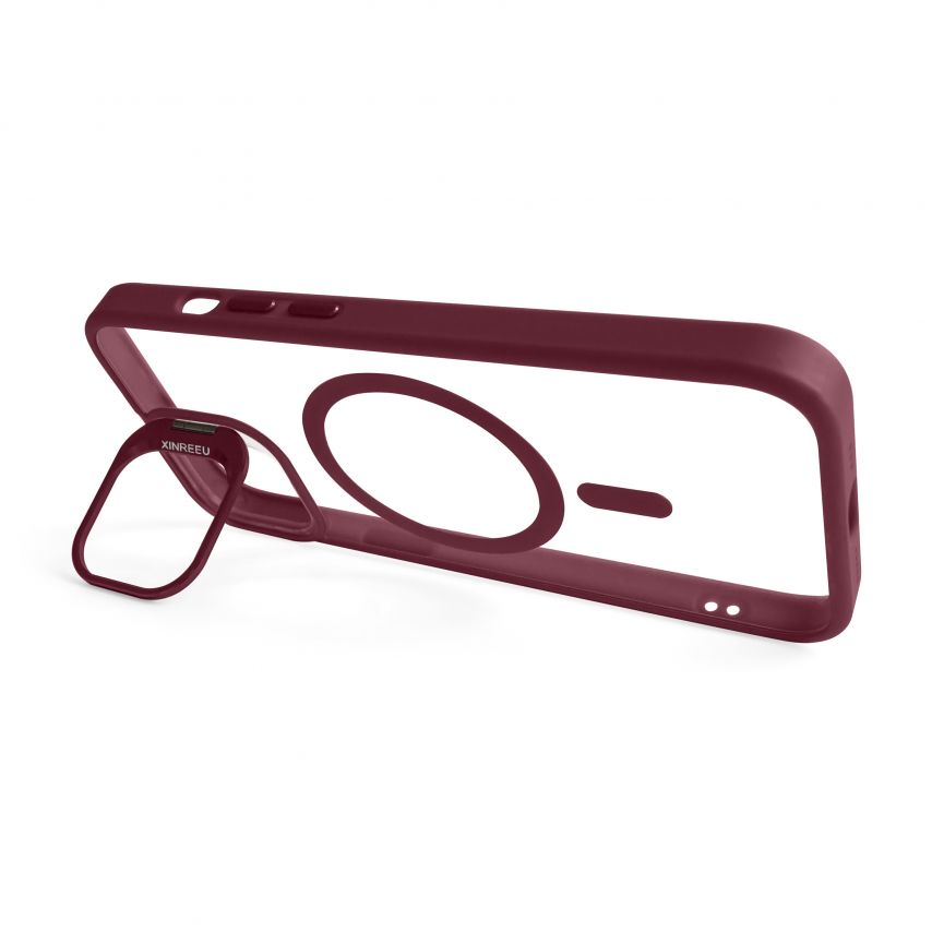 Coque avec MagSafe pour Apple iPhone 13 avec support et protection pour les caméras bordeaux (05)