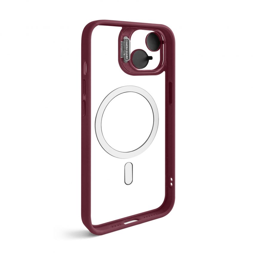 Coque avec MagSafe pour Apple iPhone 13 avec support et protection pour les caméras bordeaux (05)