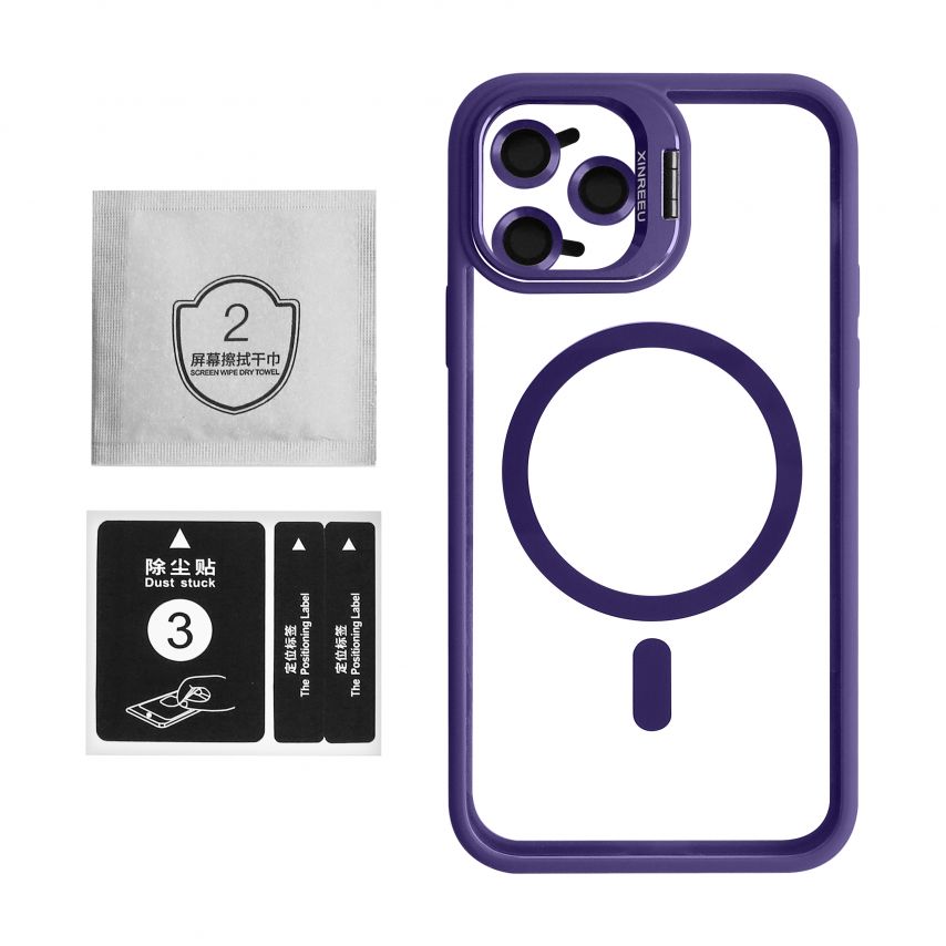 Case with MagSafe for Apple iPhone 11 Pro Max with stand and camera protection violet (02)