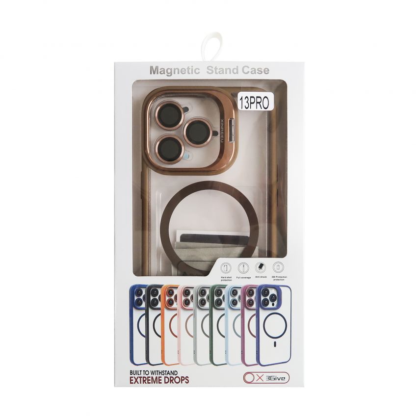 Case with MagSafe for Apple iPhone 13 Pro with stand and camera protection light grey (06)