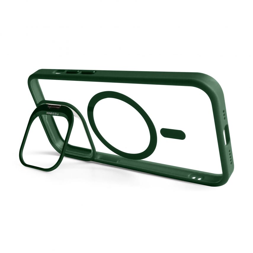 Case with MagSafe for Apple iPhone 13 Pro with stand and camera protection green (01)