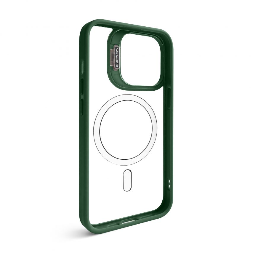 Case with MagSafe for Apple iPhone 13 Pro with stand and camera protection green (01)