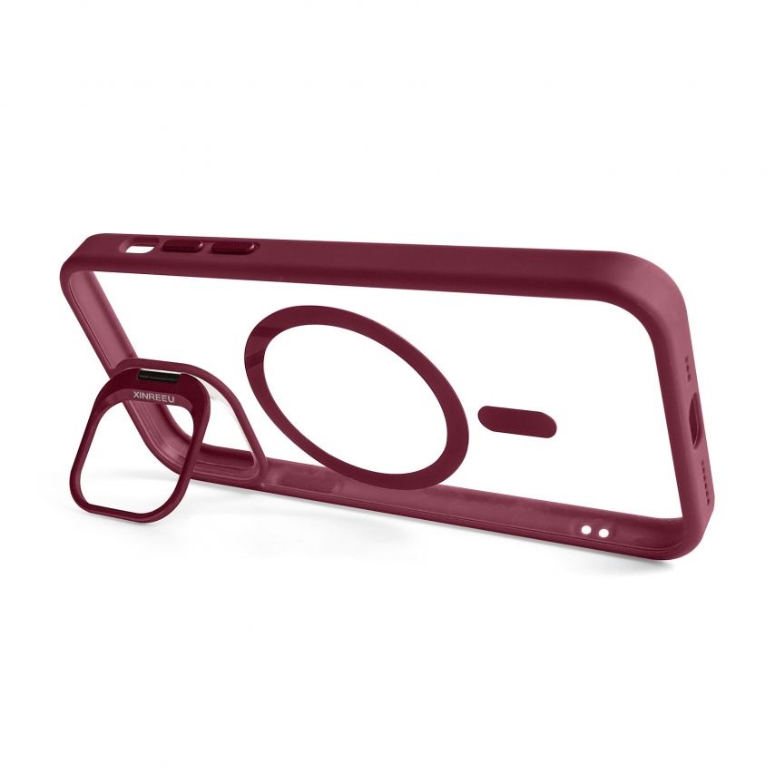 Case with MagSafe for Apple iPhone 11 Pro Max with stand and camera protection bordo (05)