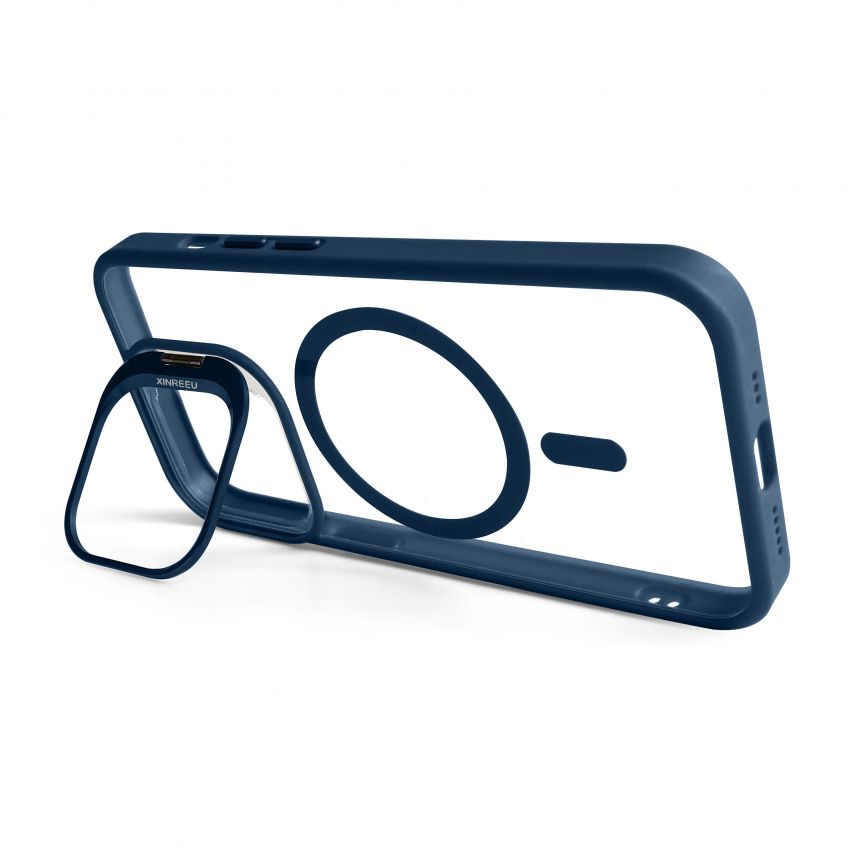 Case with MagSafe for Apple iPhone 13 Pro with stand and camera protection dark blue (04)