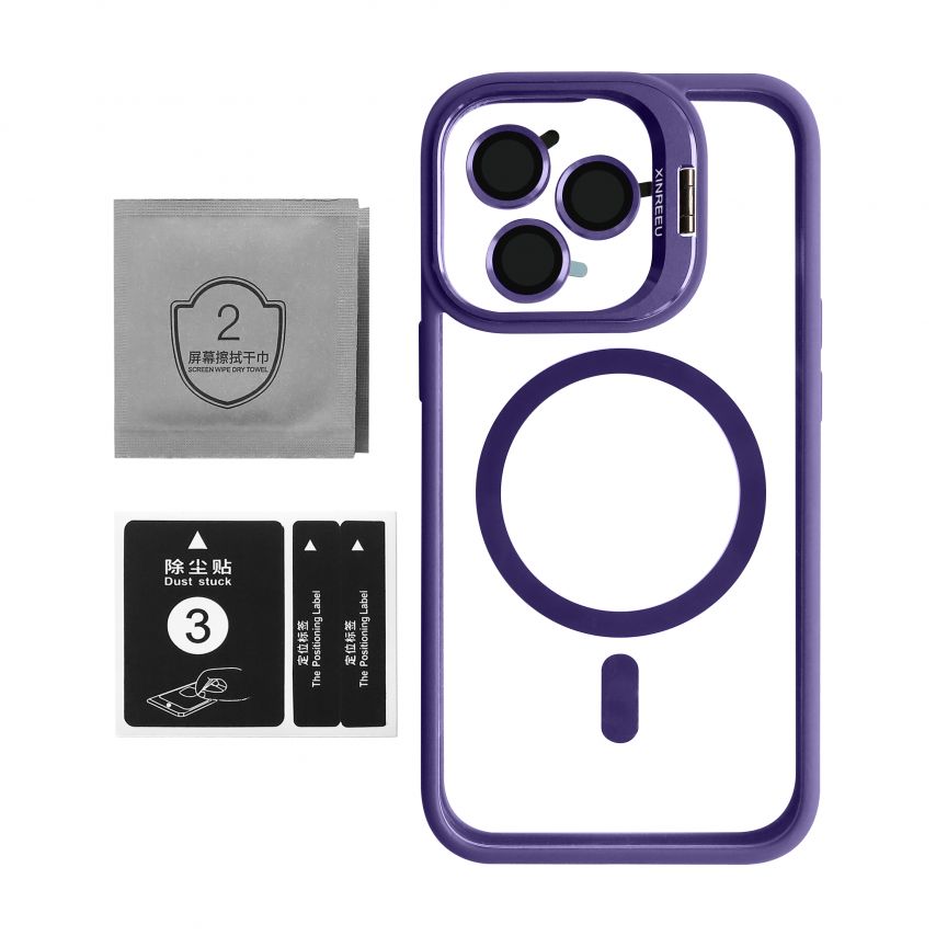Case with MagSafe for Apple iPhone 13 Pro with stand and camera protection violet (02)
