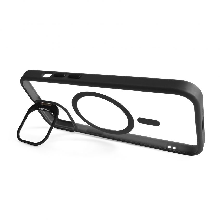 Case with MagSafe for Apple iPhone 12 with stand and camera protection black (03)