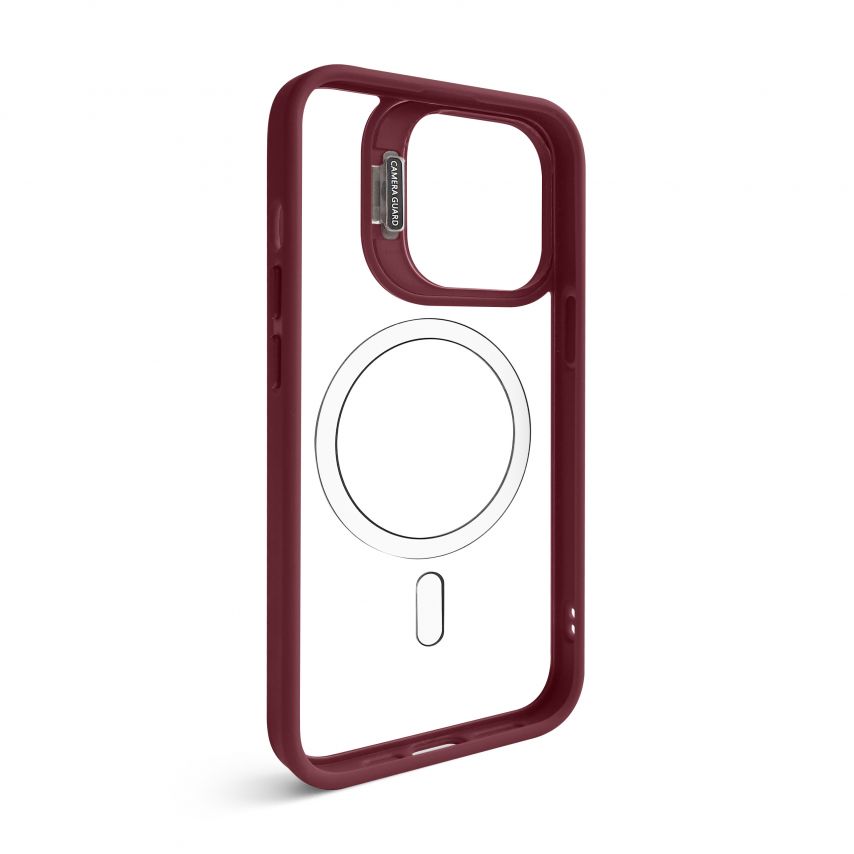 Case with MagSafe for Apple iPhone 13 Pro with stand and camera protection bordo (05)