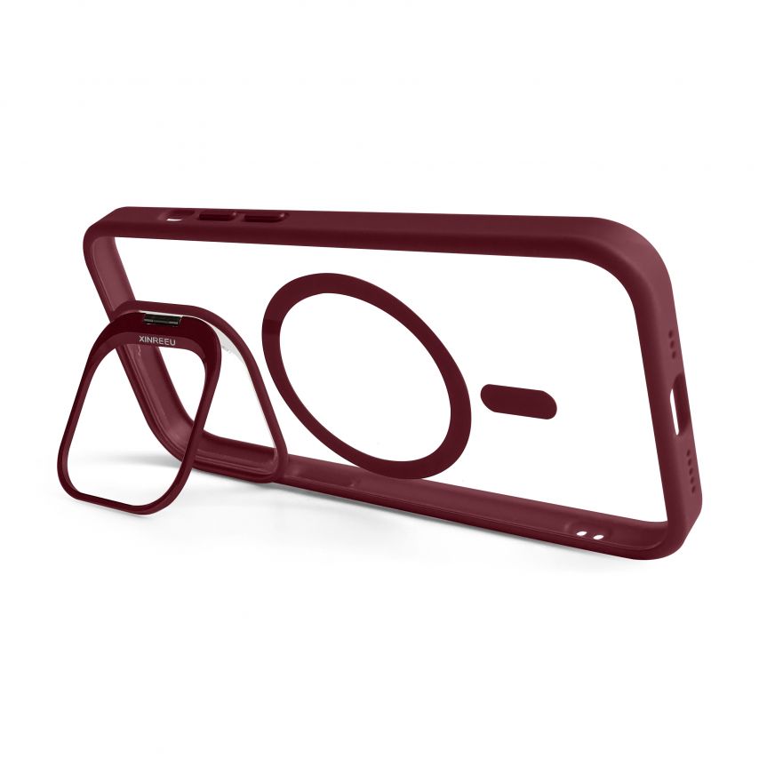 Case with MagSafe for Apple iPhone 13 Pro with stand and camera protection bordo (05)