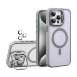 Case with MagSafe for Apple iPhone 12 with stand and camera protection light grey