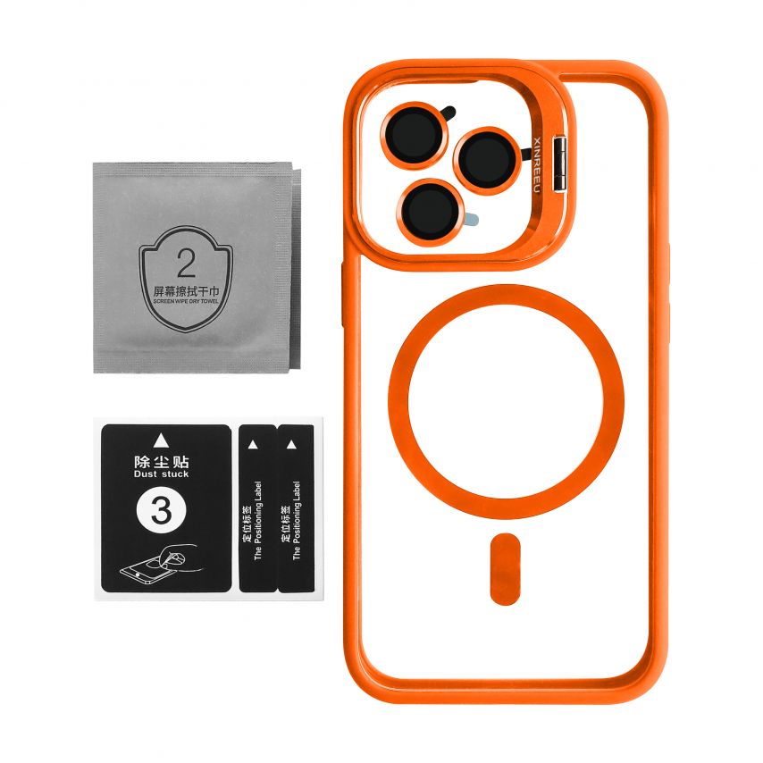 Coque avec MagSafe pour Apple iPhone 13 Pro avec support et protection pour les caméras orange (07)