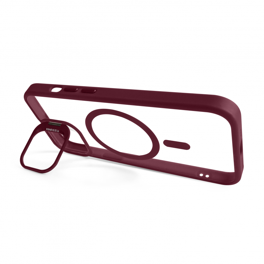 Coque avec MagSafe pour Apple iPhone 12 avec support et protection pour les caméras bordeaux (05)