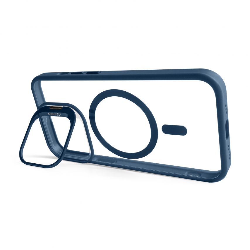 Case with MagSafe for Apple iPhone 13 Pro Max with stand and camera protection dark blue (04)