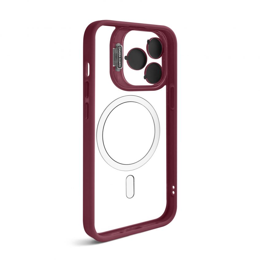 Case with MagSafe for Apple iPhone 13 Pro Max with stand and camera protection bordo (05)