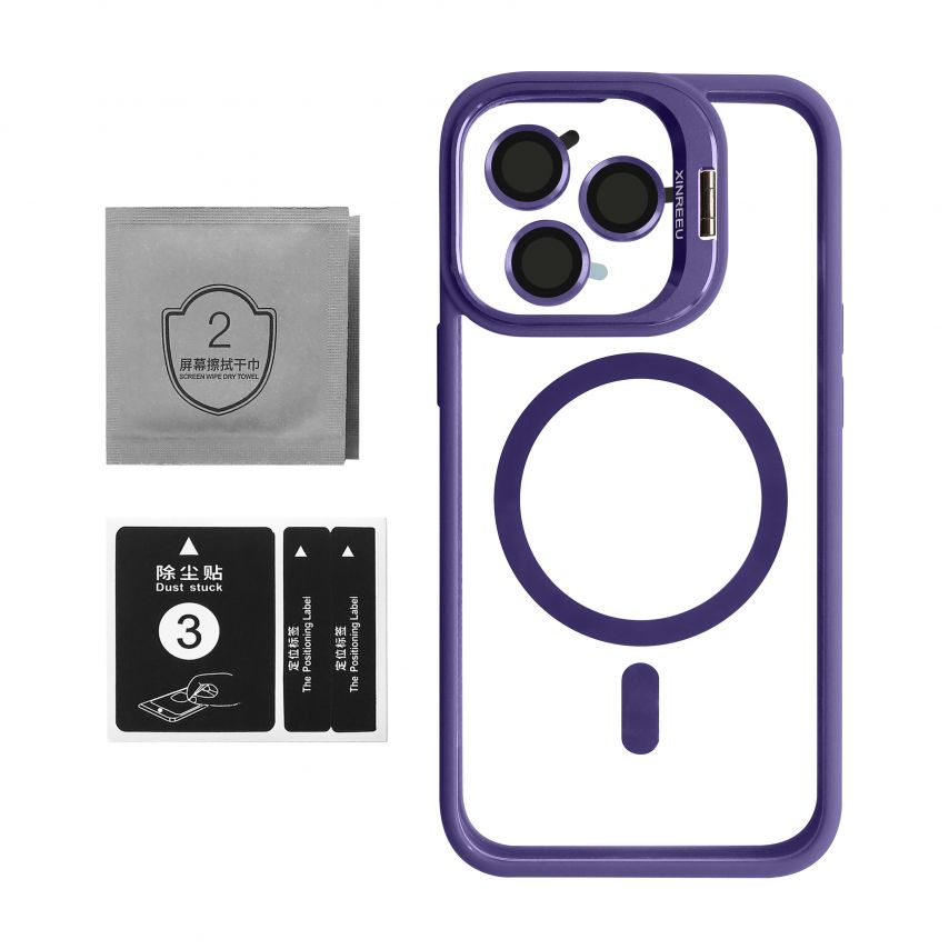 Coque avec MagSafe pour Apple iPhone 13 Pro Max avec support et protection pour les caméras violet (02)