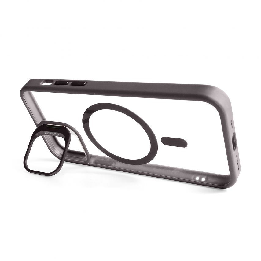 Case with MagSafe for Apple iPhone 12 Pro with stand and camera protection light grey (06)