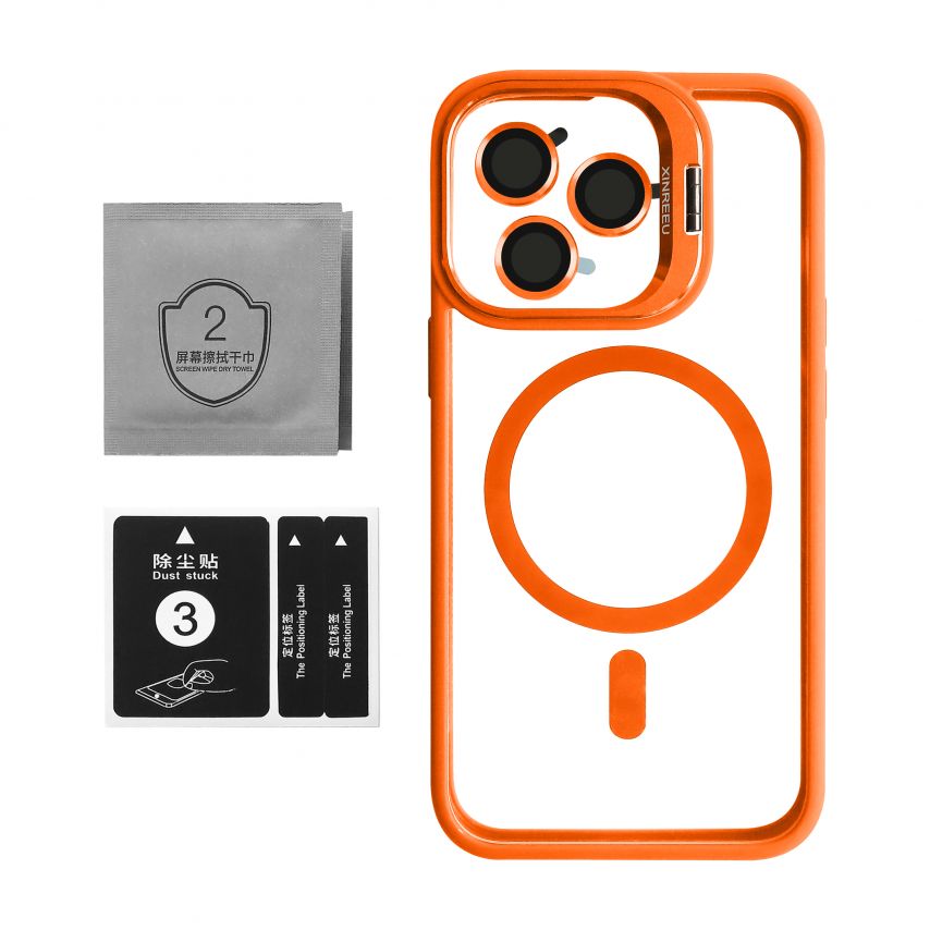 Coque avec MagSafe pour Apple iPhone 13 Pro Max avec support et protection pour les caméras orange (07)