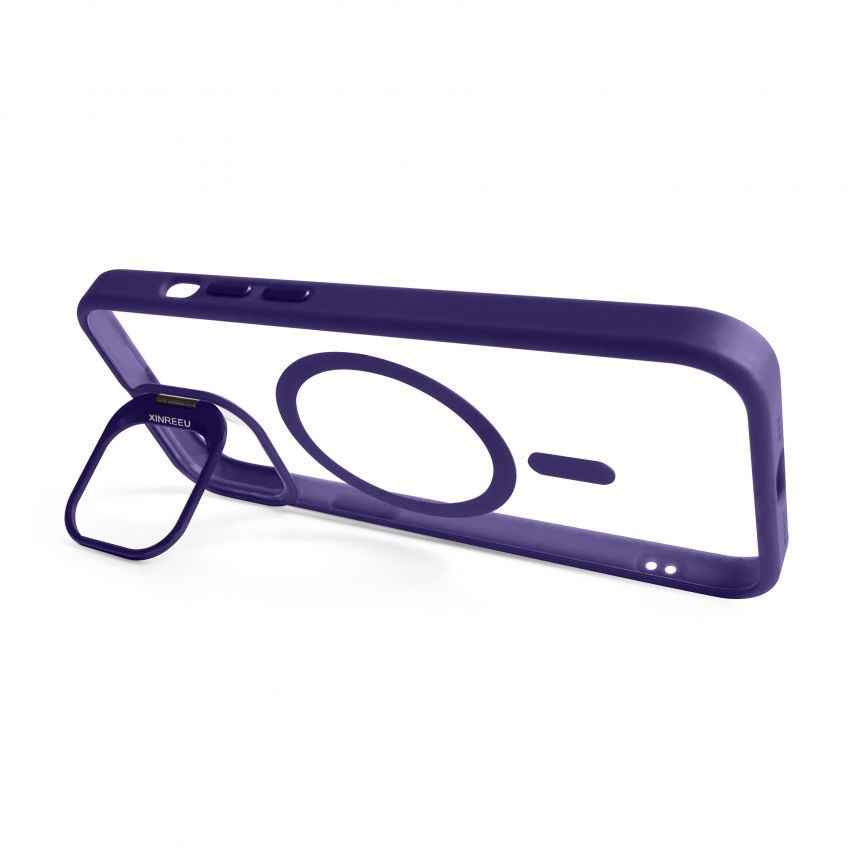 Case with MagSafe for Apple iPhone 14 with stand and camera protection violet (02)