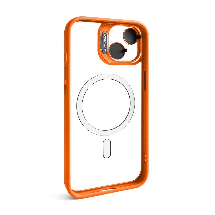 Case with MagSafe for Apple iPhone 15 with stand and camera protection orange (07)