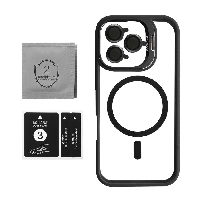 Hülle mit MagSafe für Apple iPhone 15 Pro mit Ständer und Kameraschutz black (03)